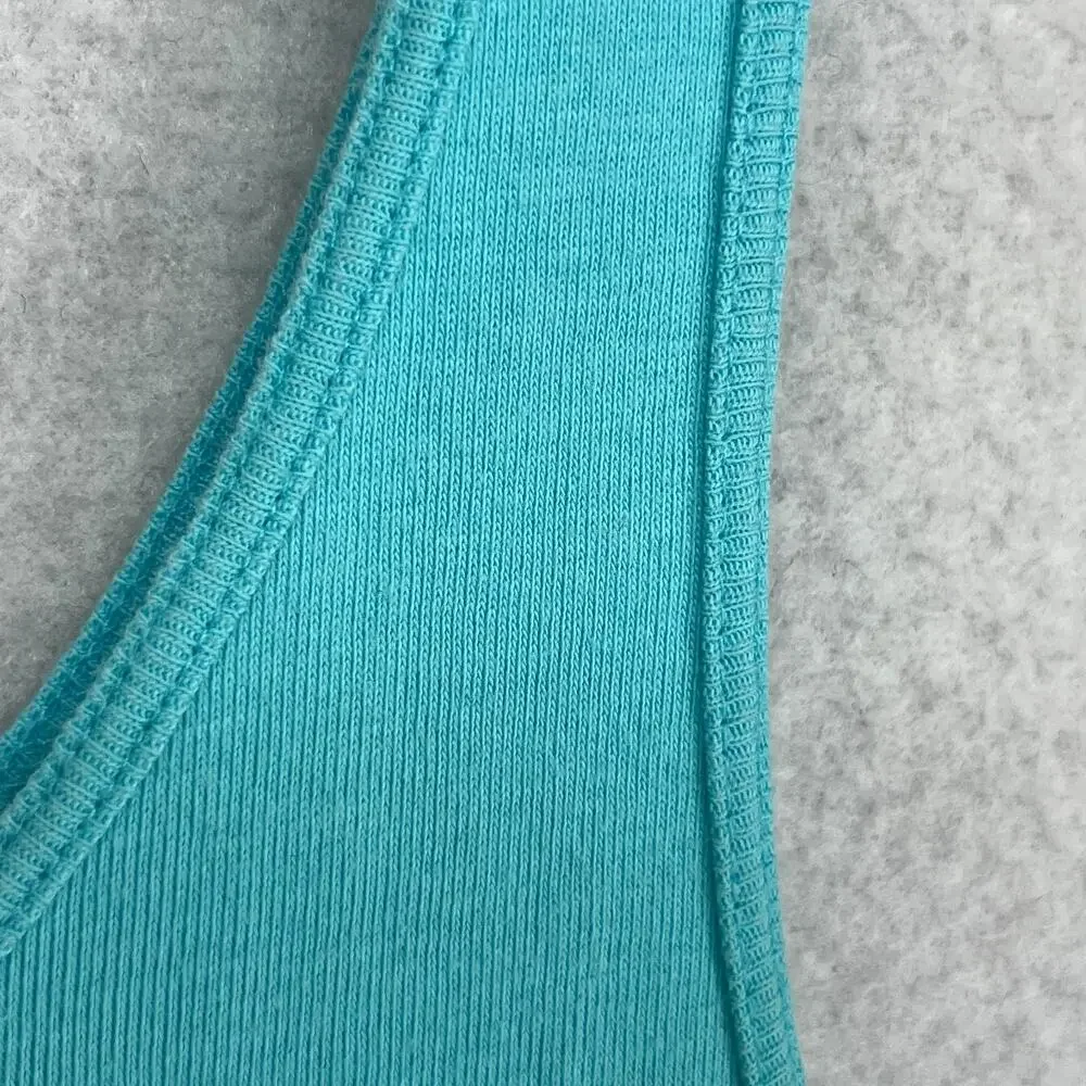 EILEEN FISHER Tank Top M Organic Cotton Ribbed Jersey Scoop Neck Cami Aqua Blue_4
